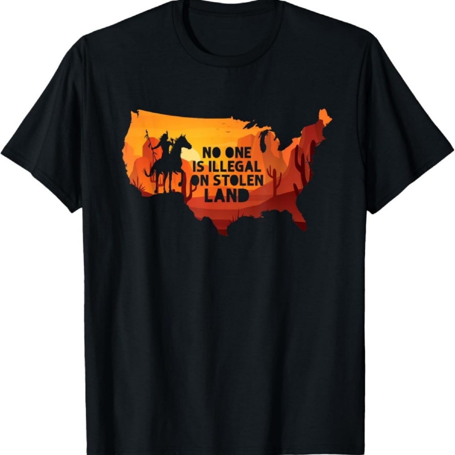 No One Is Illegal On Stolen Land tee Support Immigration T-Shirt XXXXXL чёрный