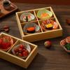 Japanese 6 Palace Tray Bamboo Wooden Compartmentalized Dinner Plate Fruit Snacks Dessert Sushi Tableware Hotpot Side Dishes Tray