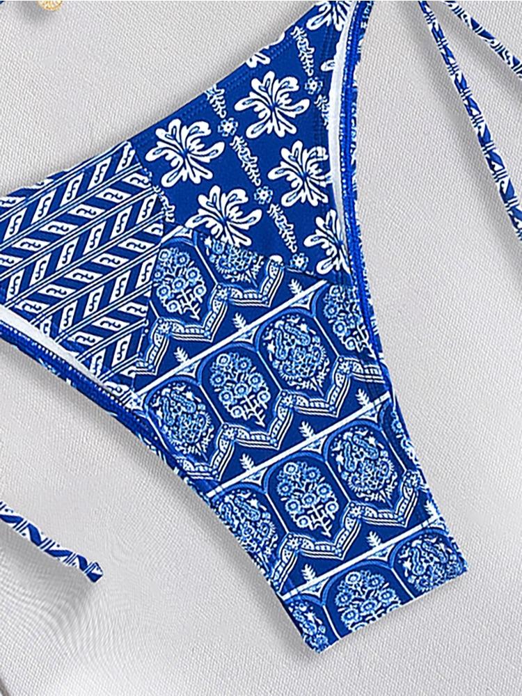 Printed Tie Side Sexy Two Piece Bikini Swimsuit Elegant Fashion For Beach Vacation