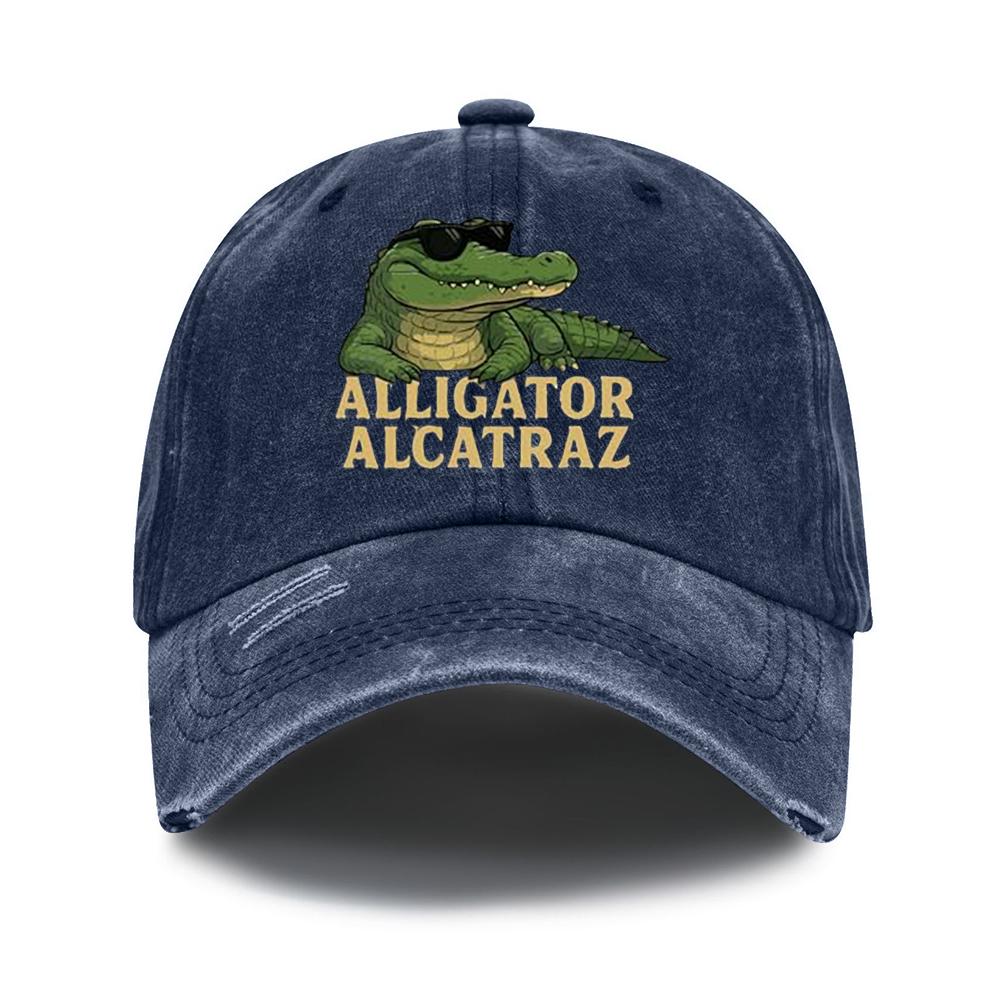 

Crocodile Baseball Hat Breathable Fashion Golf Hat Comfortable Distressed Trucker Hat Adjustable for Men Women темно-синий