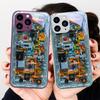 Mechanical Interior Blue Purple For Iphone 15 14 13 12 Mini 11 Pro Max X XS XR 7 8 Plus 2020 22 SE Tempered Glass Phone Case