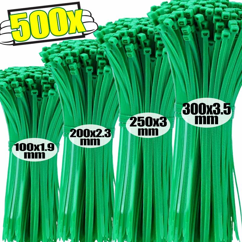 500Pcs Green Nylon Self Locking Cable Ties Heavy Duty Garden Plant Fastening Straps Multi Purpose Wire Bundle Organizer