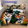 3pcs Tiger Print Bedding Set - 1 Duvet Cover + 2 Pillowcases(Core Not Included), Machine Washable Polyester yy251216190