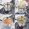 Stainless Steel Fryer Pot With Strainer Basket And Handle Portable Multi Functional Deep Frying Pot For French Fries Seafood