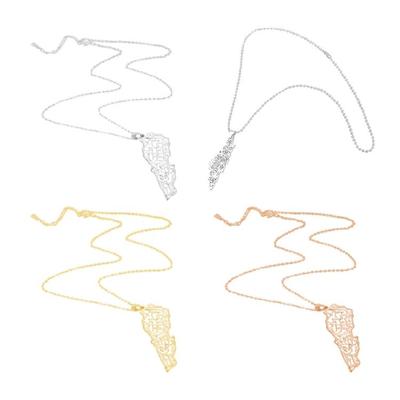 Verstellbare Titan-Stahl-Halskette mit hohl ausgebohrtem Libanon-Kartenanhänger, Halskette, bequemes Trageaccessoire, stilvolles Geschenk
