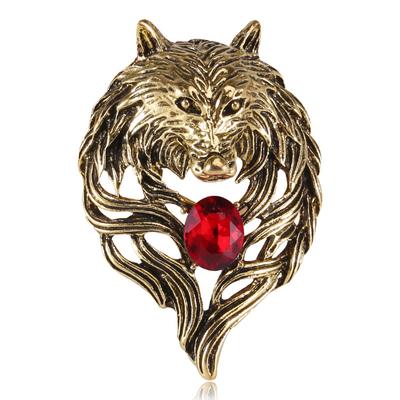 Retro Domineering Wolf Head Brooch Men 'S Personality Jacket Suit Corsage Animal Pin Pendant Dual -Use