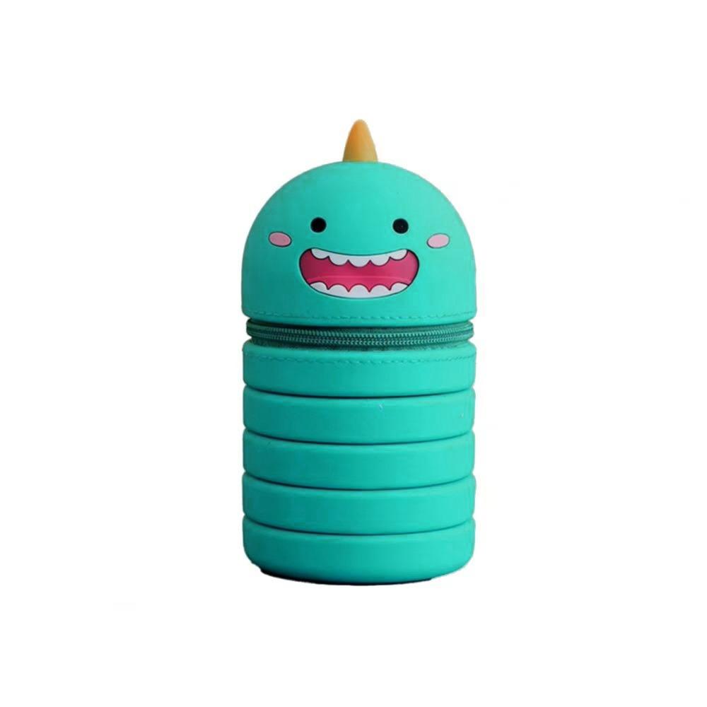 

Waterproof Little Dinosaur Pencil Case Kawaii Retractable Pencil Bag Desktop Storage зелёный