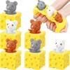 3/6/12/24Pcs Cheese-Shaped Stress Relief Mice Fidget Set Office Anxiety Relief Birthday Party Favors Grey Brown White Gifts