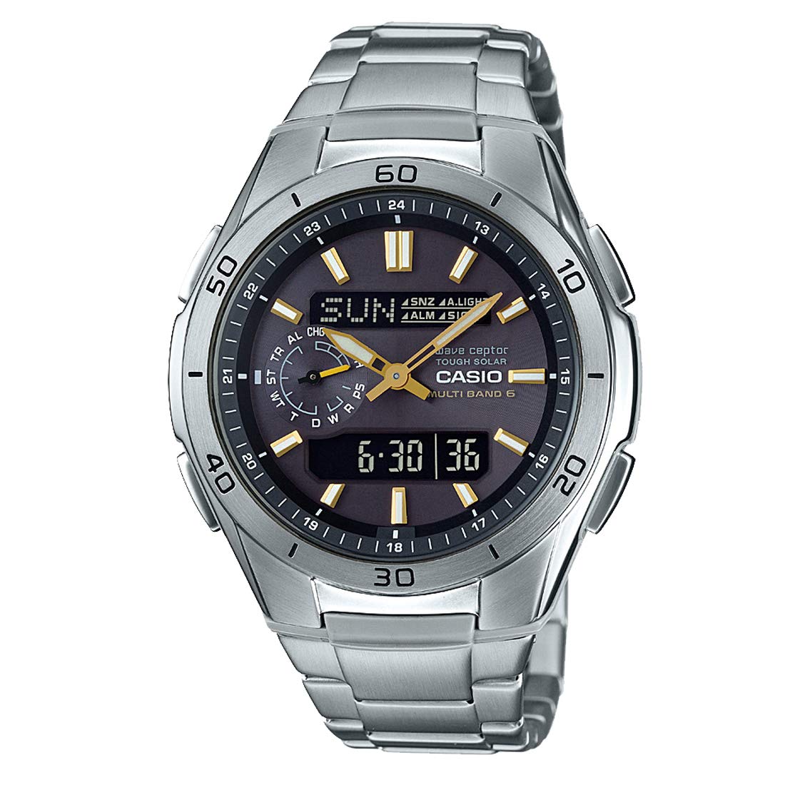 

Casio Wave Ceptor 10 ATM Водозащита Мировое время ЖК-дисплей Север Мужские часы с солнечной батареей и радиоконтролем, Ударопрочность, Будильник, Время, Календарь, Таймер, Отображение,