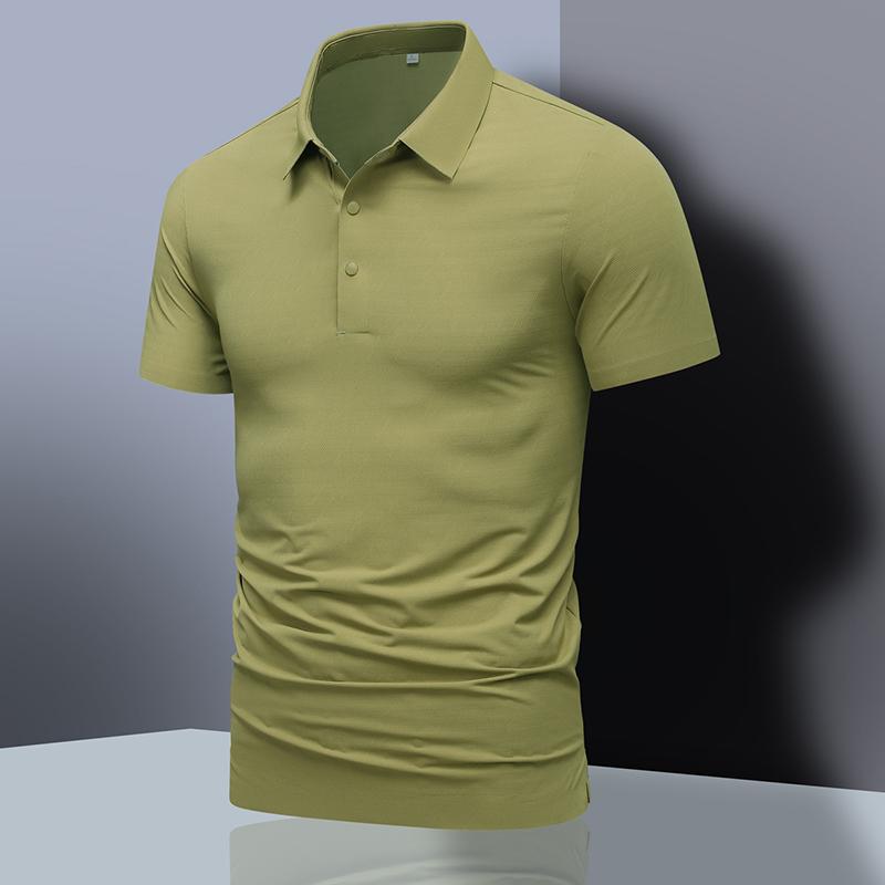 Solid Color Short Sleeved Polo Shirt Short Sleeved T-shirt for Men, Simple Business Casual Men, Lapel T-shirt