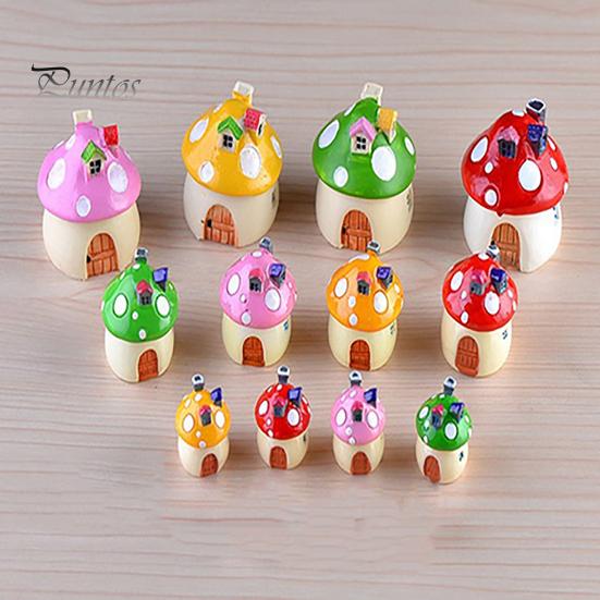 Resin Miniature Garden Ornament Waterproof Popular 3 Sizes Cute Mushroom Gardening Props for Home Decor