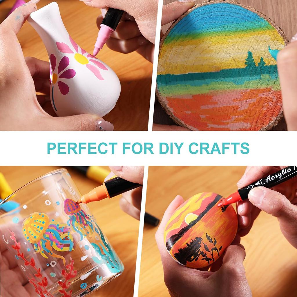 Acryl Verf Markers Waterdicht Dubbele Tip Acryl Verf Pennen met Kwast en Fijne Tip Markers Set voor Papier DIY Knutselprojecten Maken