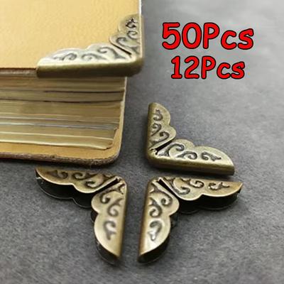 50/12PCS Bronze Metal Book Corners For Photo Albums Menus Folders DIY Scrapbooking Decor Corner Protectors