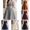 Elegant Satin Fabric Long Sleeve Dress For Business And Formal Occasions