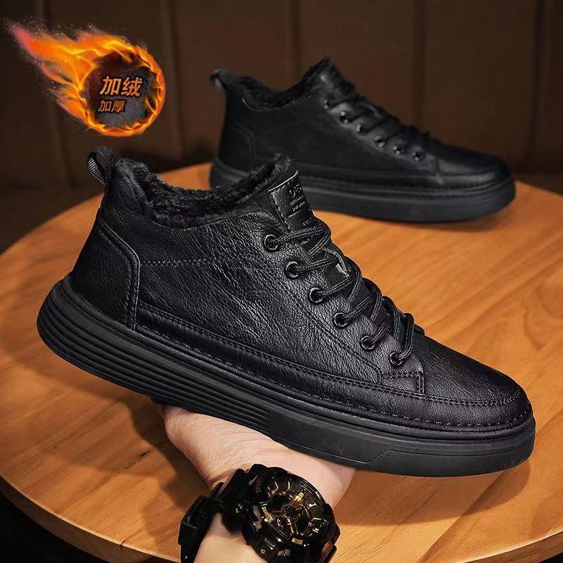 Spring New Men Leather Casual Shoes Fashion Comfortable Lace-up Platform Walking Footwear Sneakers Loafers Flats Shoe Zapatillas