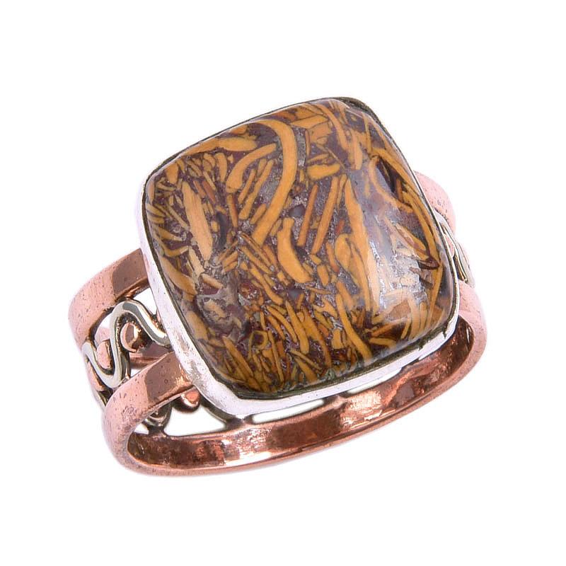 Pierre Gemme Jaspe Maryam Naturel Bicolore Argent Sterling 925 Bague Cadeau S.7 d8l64