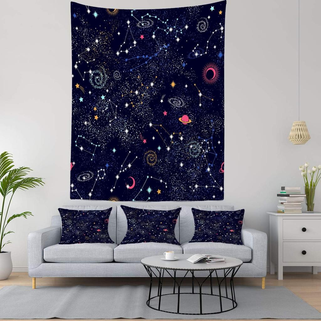Space Tapestry,Space Pattern Science Stars in Galaxy Wall Hanging Large Tapestry Psychedelic Tapestry Decorations Bedroom Living