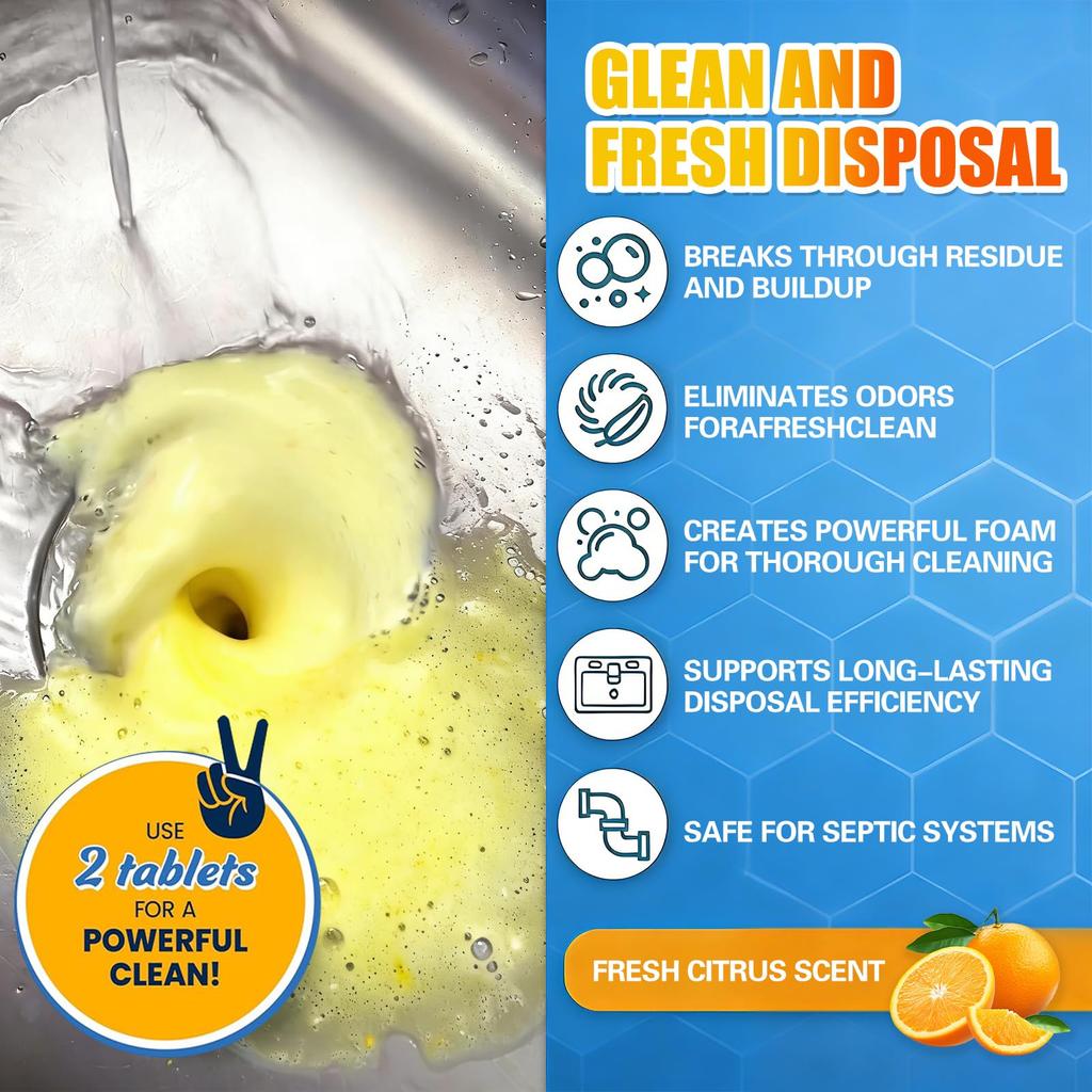 Garbage Disposal Cleaner Tablets Removes Odors and Residue Cleans and Freshens Kitchen Sink Drain Safe for Septic Systems 12 Pack