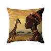 African Women And Animals Painting Pillowcase Throw Pillow Cover Vintage Cushion Covers Home Living Room Sofa Couch Seat Decor