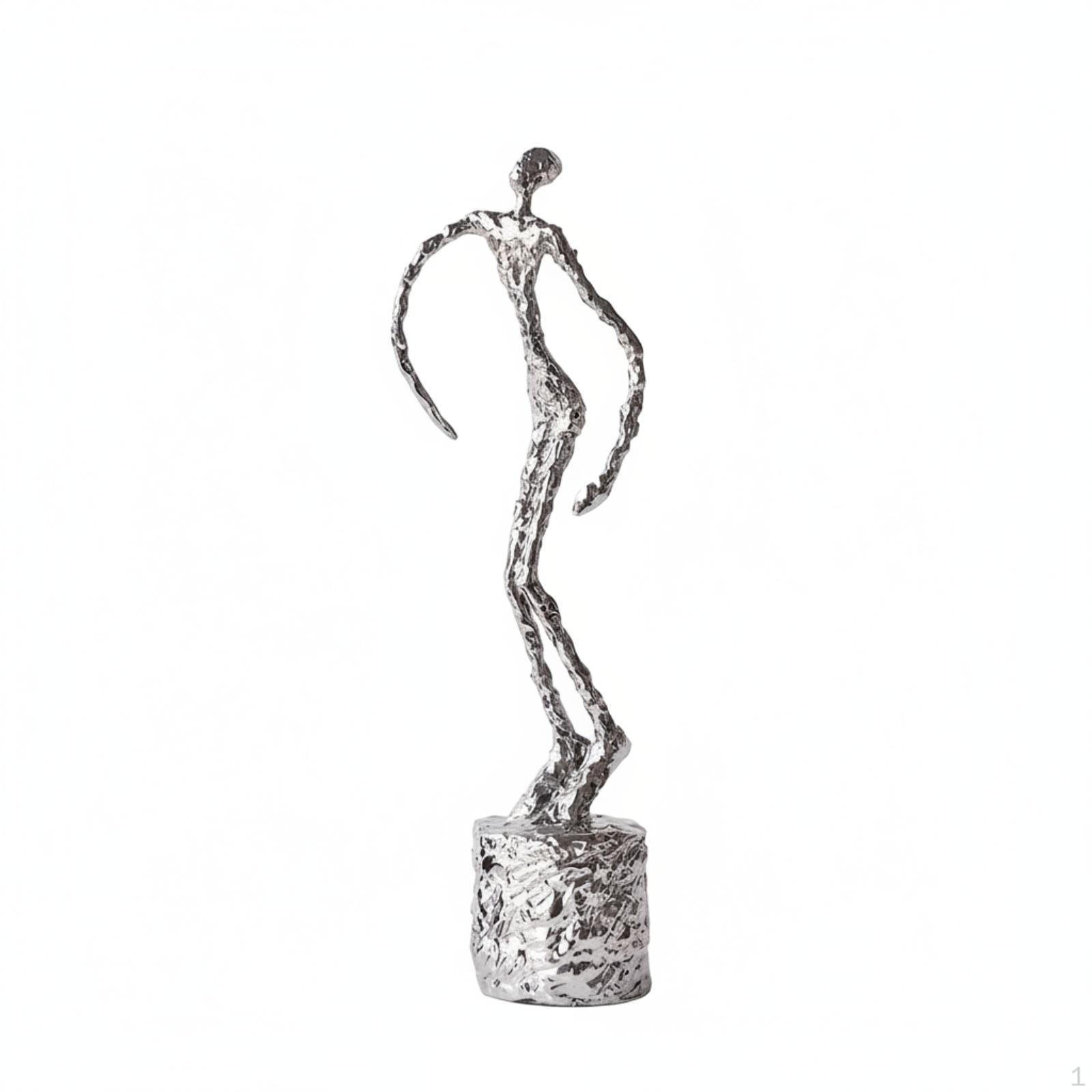 Human Figure Sculpture Slender with Cylindrical Base Minimalist Abstract Standing Statue