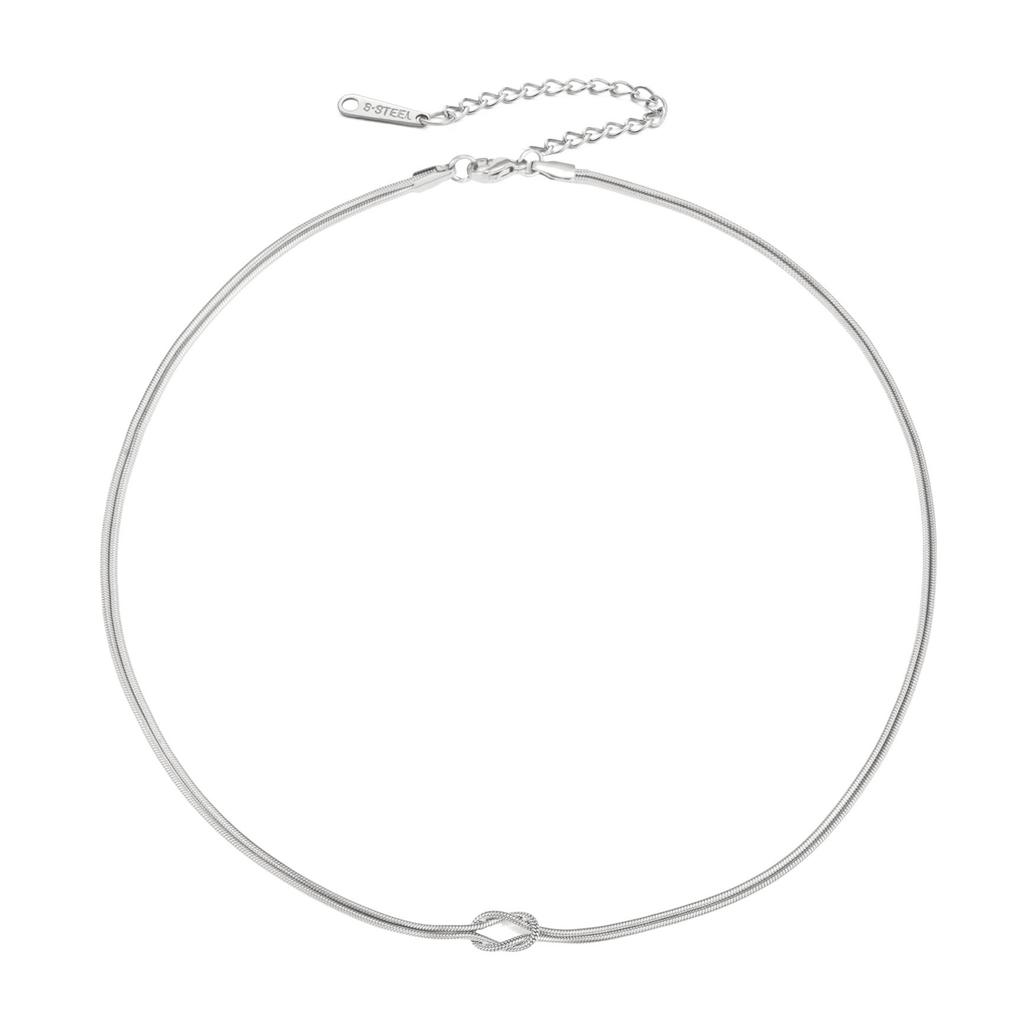 Golden Double Snake Chain Love Knot Pendant Necklace For Women Minimalist Jewelry Gift