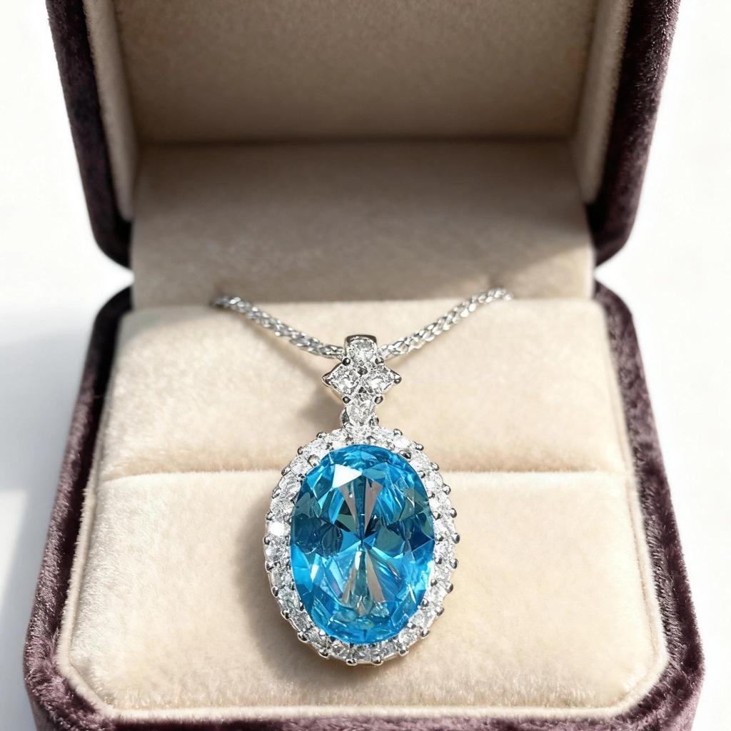 Ocean Blue Oval Jewelry Set: Elegant Three-Piece Necklace, Earrings & Ring for Any Occasion