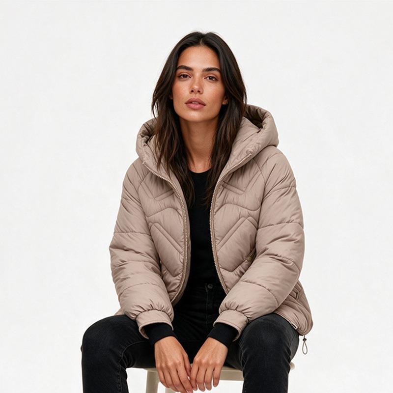 Women S Plus Size Hooded Thick Warm Fitted Puffer Coat