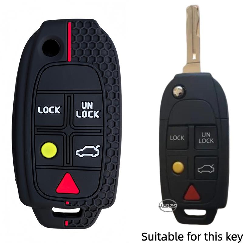 Silicone Car Key Cover Case For Volvo Xc70 Xc90 S60 S70 S80 V70 2004- Key Chain Holder Protector