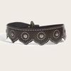 Punk Style Starry Sky Buckle Pu Leather Wide Belt For Outdoor Fashion