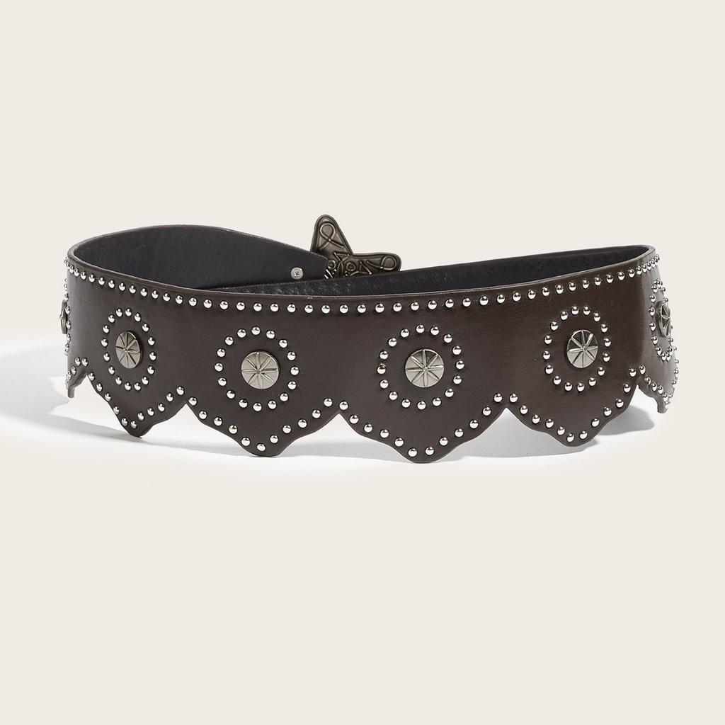 Punk Style Starry Sky Buckle Pu Leather Wide Belt For Outdoor Fashion