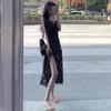 Coffee break French floral suspender dress for women's summer new seaside vacation style super good-looking temperament long skirt