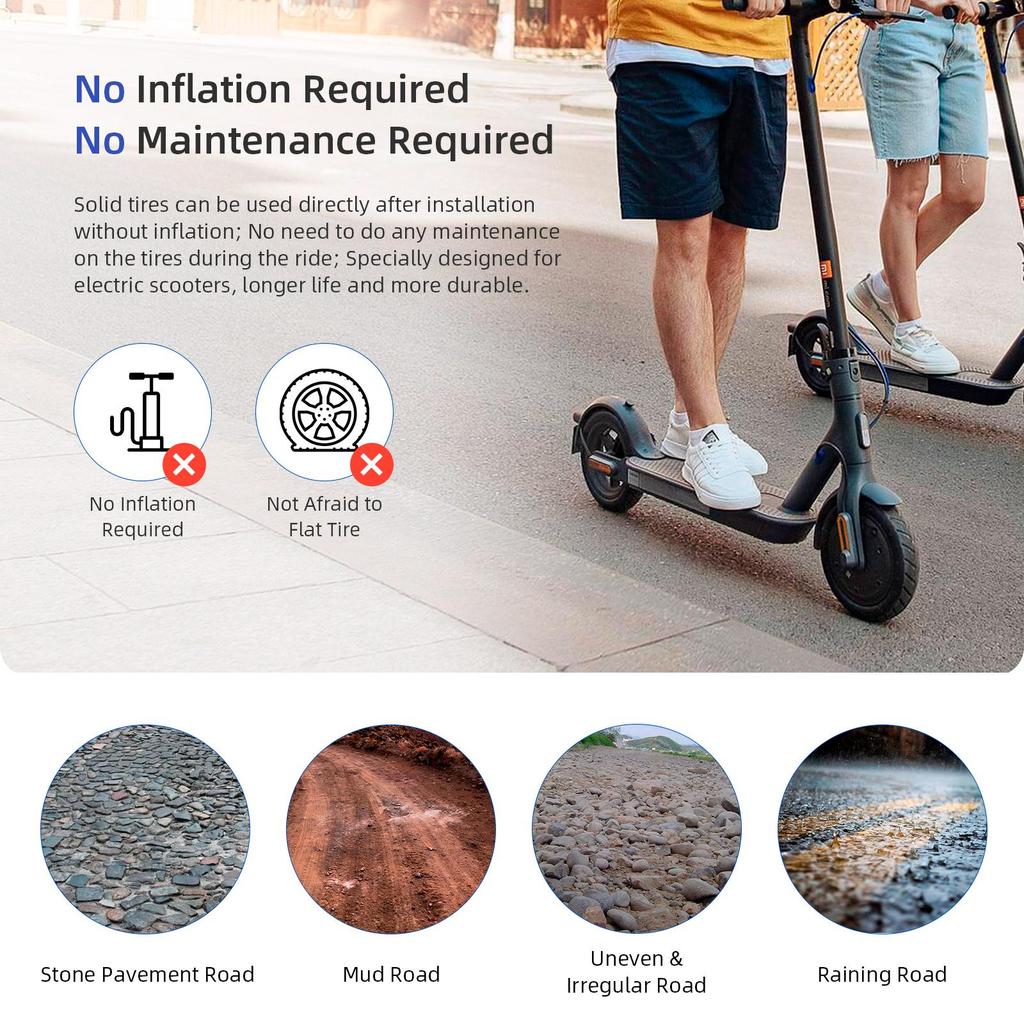Balck Ulip 8 1/2*2(50/75-6.1) Off-road Solid Tire for Xiaomi Scooters