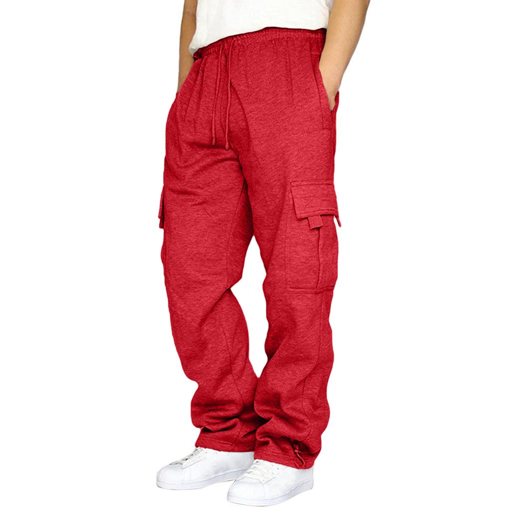 Men's Loose Fit Cargo Sweatpants with Large Pockets Elastic Waistband and Drawstring Casual Jogger Pants for Everyday Wear