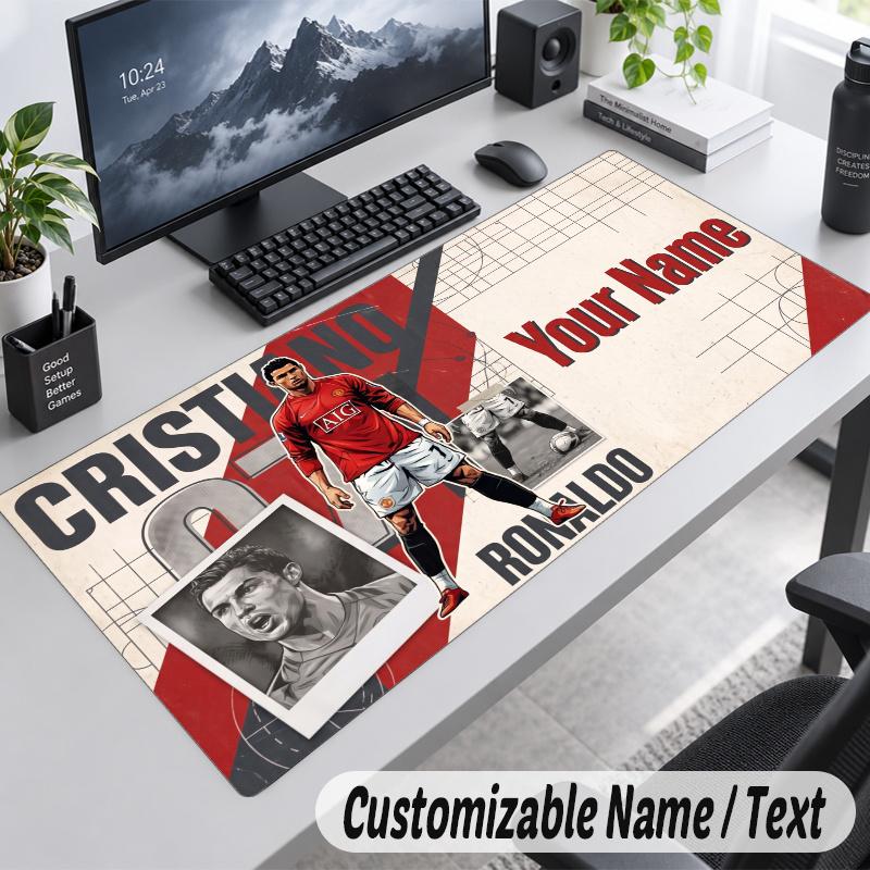 Cristiano Ronaldo Personalized Large Mouse Pad Custom Name Text Extended Desk Mat Gaming Mousepad