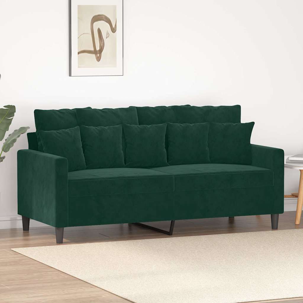 Vidaxl Sofa 2-Sitzer, Dunkelgrün, 140 cm, Mit Samt bezogen