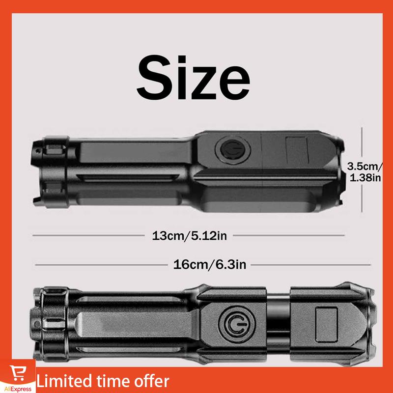 Fresh Peachloft Flashlight,Powerful LED Flashlight Rechargeable Zoomable Torch, High Lumens Super Bright,For Home Camping