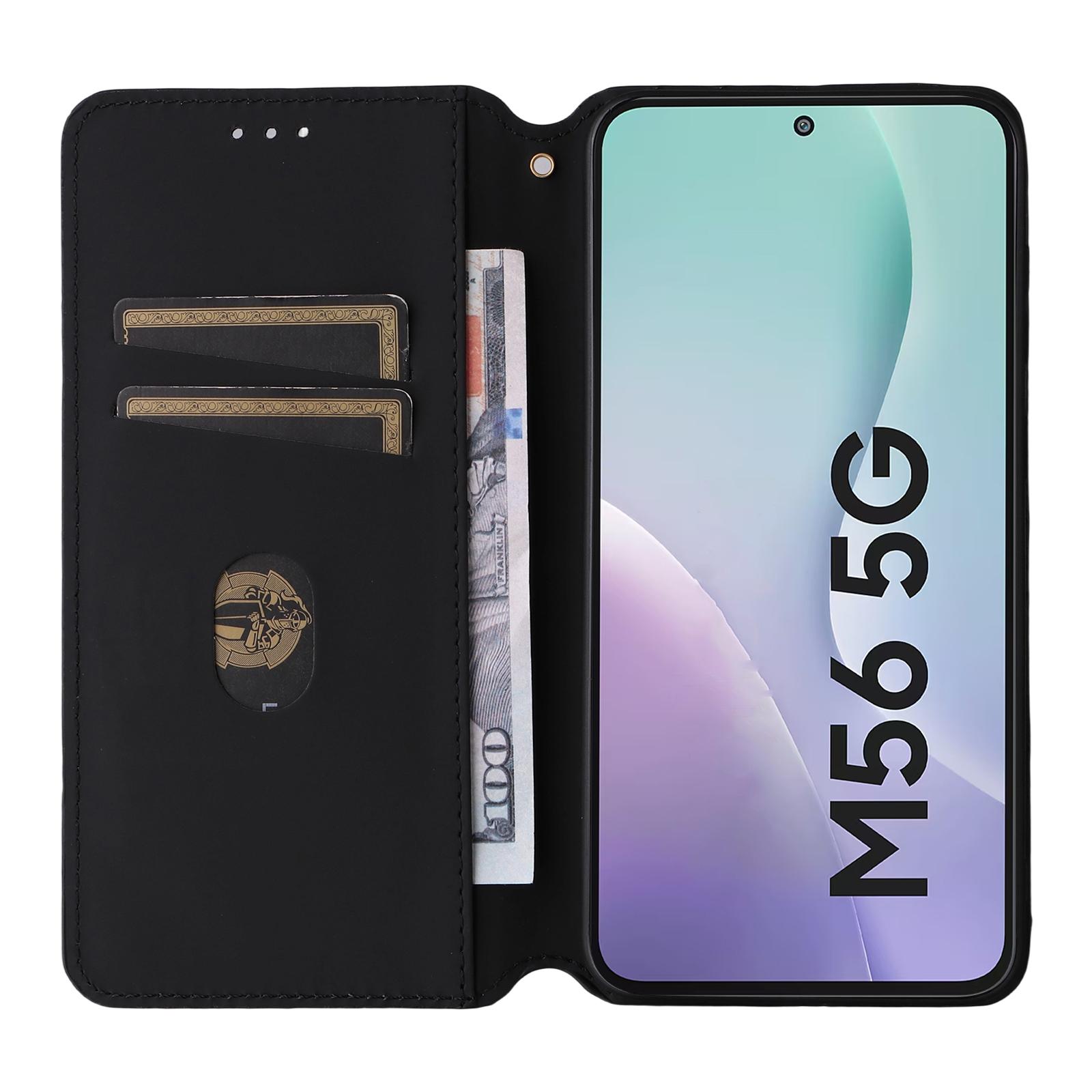 

For Samsung Galaxy M56 5G Case Wallet Rhombus Imprinted Leather Phone Cover Blue
