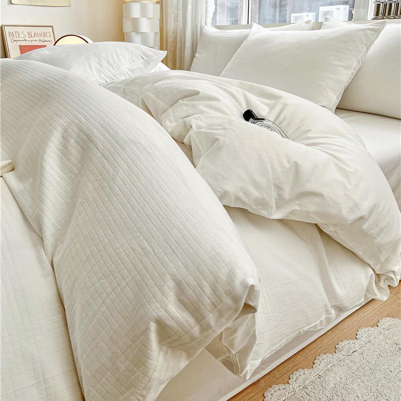 Luxurious Jacquard Cotton 4-Piece Bedding Set: High-Grade Long-Staple Cotton Quilt Cover & Bed Sheet
