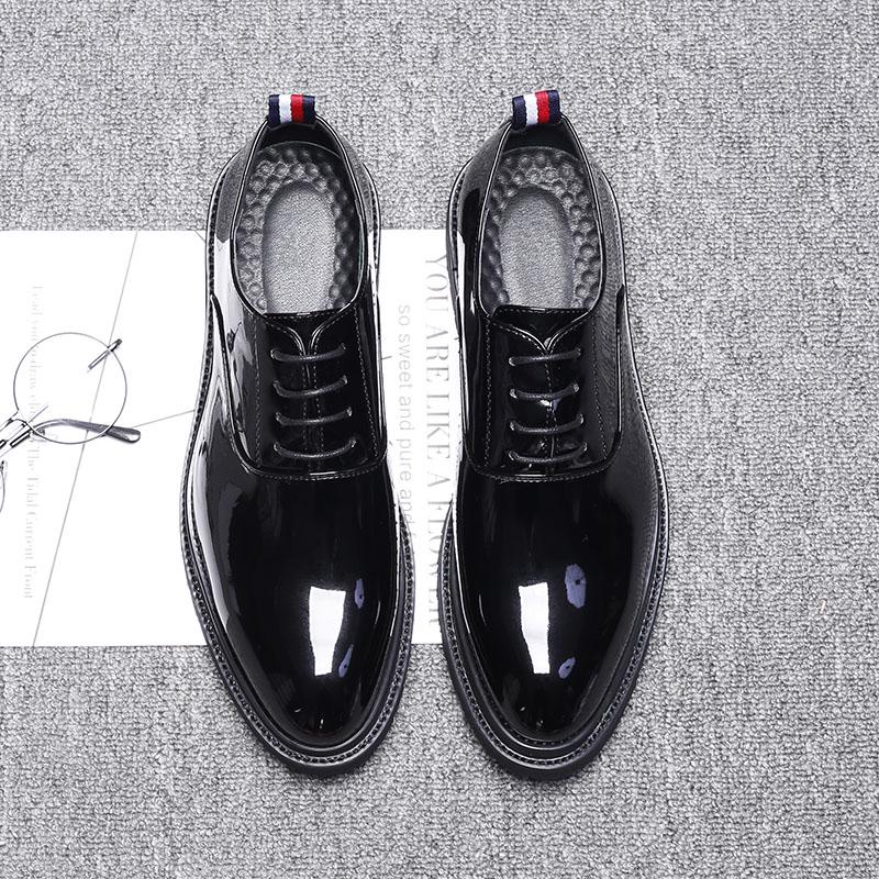 2024 New Autumn Men Oxford Dress Shoes Patent Leather Black Luxury Business Platform Comfortable Men Wedding Footwear