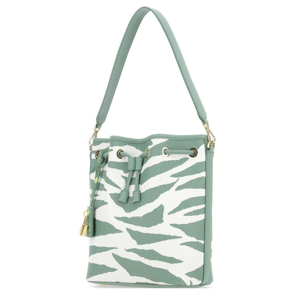 New MCM Canvas With Leather Drawstring Bag, Bucket Bag, Portable Crossbody Bag, Shoulder Bag Medium Women's Green MWDDSDU06JZ001
