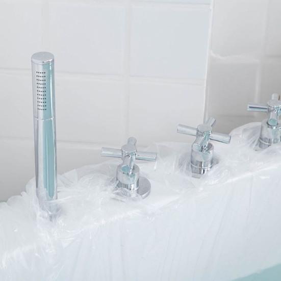 5Pcs Bathtub Cover Bags Disposable High Temperature Resistant Thickened Good Flexibility Shower Plastic Bathtub Cover Liners Films Household Supplies