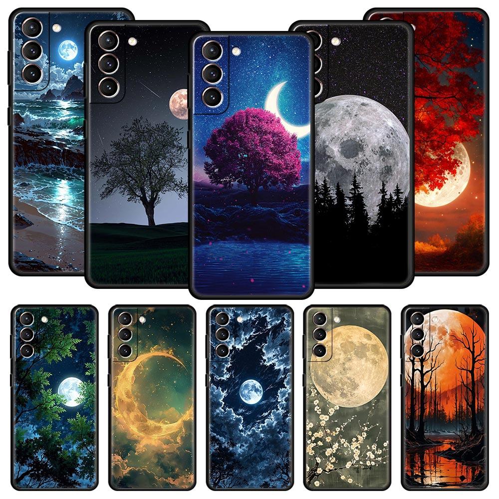 Mond am Ast Handyhülle für Samsung Galaxy S25 S24 S23 S22 S20 Ultra S21 FE 5G S10 Plus S10E Weiche TPU-Hülle