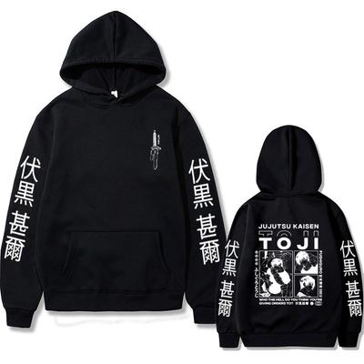 Anime Jujutsu Kaisen Fushiguro Toji Grafik-Hoodies Vintage Oversized Kapuzenpullover Lässige Langarm Baumwoll-Hoodie Herren Damen Kleidung