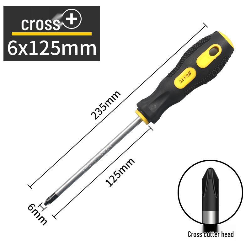 Industrial Rubberized Phillips and Slotted Screwdriver with Magnetic Bit and Non-Slip Handle.