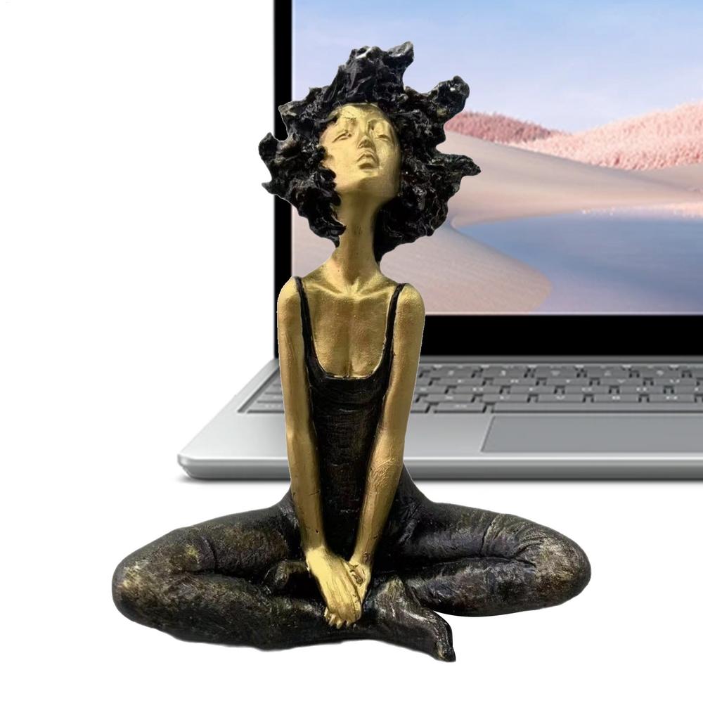 

Girl Sculpture Decor Afro Girl Modern Art Figurine Resin Statue Artwork For Bedroom Living Room Study Bookshelf Dorm Apartment