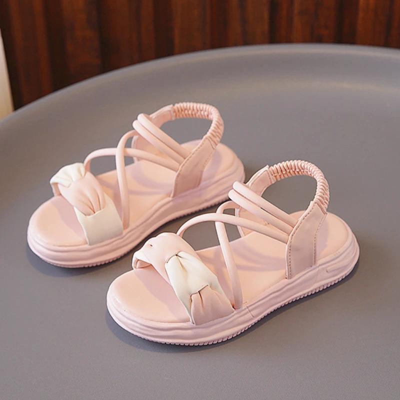 New Girl Shoe Summer Fashion Versatile Kid Shoes Soft Sole Anti Slip Sweet Beauty Sandal Simple Beach Breathable Princess Shoes