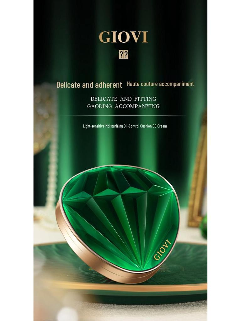 Emerald Hydrating Oil-Control Cushion Cream - Long-Lasting, Waterproof, Sweatproof, No Caking BB Cream.