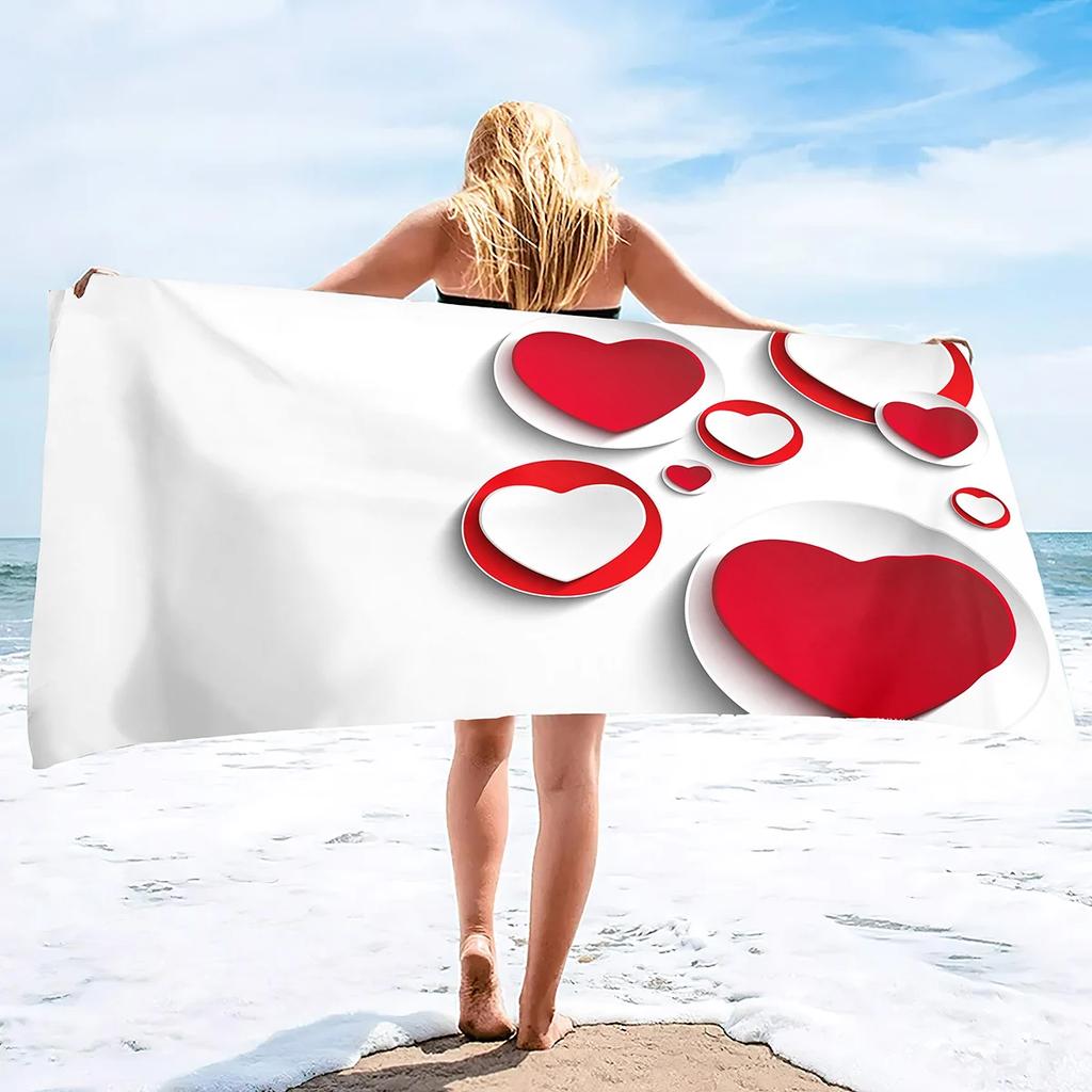 Mikrofaser Strandtuch Schnell Schnelltrocknend Sandfest Liebe Muster Strandtuch Übergröße Kompakte Decke Leichtes Handtuch Badetuch