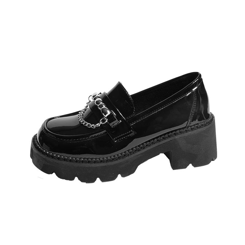 Thick -Soled British Style High -Heeled Loafers Women 'S Summer Black Single Shoes Retro French Niche Sweet And Cool Mary Jane Small Leather Shoes