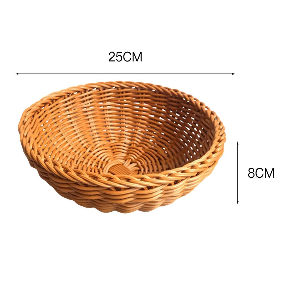 Gewebter Brotkorb Europäisch Rund Küchenaufbewahrungsorganisator für Obst Gebäck Heimdeko Vintage-Stil Handgefertigt Rattan